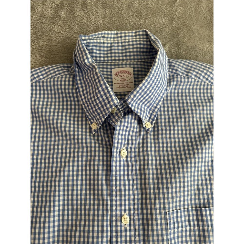 Brooks Brothers Dress Shirt Men 16 4/5 Blue Business Office Traditional Fit OCBD
